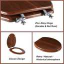 Angol Shiold Elongated Wooden Toilet Seat with Zinc Alloy Hinges, Easy to Install and Clean, Anti-pinch, Walnut