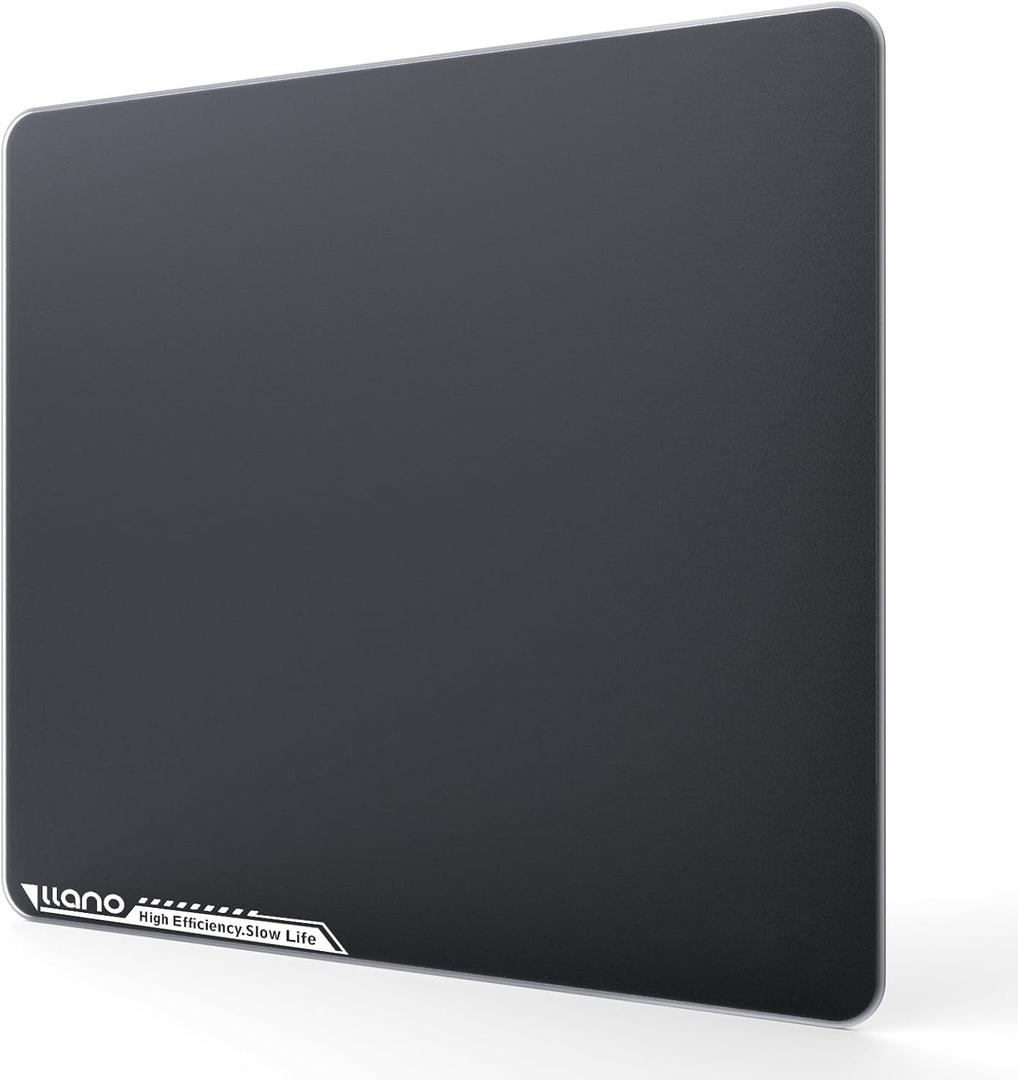 llano MP001 Gaming Glass Mousepad for FPS Esport, 13.8"x11.8" Tempered Glass Mouse Mat, 0.85m Micro-Etched Surface, 3mm Thick, Non-Slip Base, Compatible with Viper/G502, Large 350mm x 300mm
