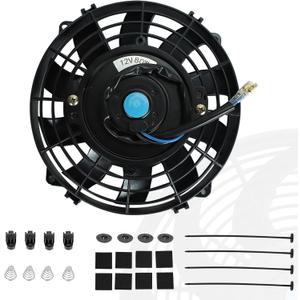7" inch Universal Slim Fan Push Pull Electric Radiator Cooling 12V Mount Kit Black