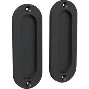Finger Pulls for Closet - 4.75" Oval Sliding Door Pulls - Flush Pulls for Pocket Door - Matte Black - Set of 2