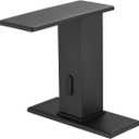 GGStudy Automatic Sensor Matte Black Touchless Bathroom Sink Faucet Black Vanity Waterfall Bathroom Water Tap with Control Box and Temperature Mixer