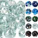 onlyfire 10-Pounds Fire Glass Diamonds for Propane Fire Pit, 1 Inch Reflective Firepit Glass Rocks Stones for Gas Fireplace and Fire Pit Table, Crystal Ice