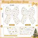 Janinka 6 Pcs Large White Christmas Bow Ornaments with Gold Snowflake Decor 13.4x9.1 Inch Big Plush Faux Fur Bow Decorations Furry Xmas Tree Topper for Wreath Door Window Fireplace Staircase Decor