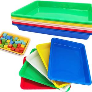 10 Pcs Plastic Art Trays,Multicolor Activity Tray Organizer Serving Tray for Crafts, DIY Projects, Painting, Beads, Organizing Supply