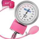 SCIAN Manual Blood Pressure Cuff - Aneroid Sphygmomanometer with European Cuff 8.7-16.5" and D-Ring, Come with Carrying Bag for Nurse Doctor Senior Adult, Pink