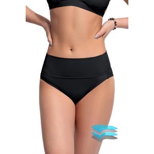 Beautikini Period Swimwear Bikini Menstrual Swim Bottoms Leakproof Bathing Suits for Teens Girl (Medium, Dark)