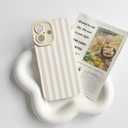 NITITOP Compatible with iPhone 16 Case Cute Stylish Line Stripe Pattern Design for Women Girls Soft TPU Shockproof Full Camera Protective Phone Cover - White