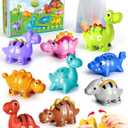 52 PCS Dinosaur Alphabet Learning Toys for Toddlers Kids 3-5, 10 Different Dinosaur Figures, Double Sided ABC Matching Game, Preschool Activities Montessori Fine Motor Toys for Toddlers Kids