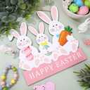 Whaline Easter Bunny Wooden Door Sign with String Hanging Plaque Cute Rabbit Hanging Sign for Holiday Outdoor Indoor Porch Wall Decor, 11.8 x 12.1 In