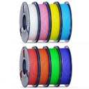 250g High Speed SUNLU PETG Filament 1.75mm Bundle, 250g Spool, 8 Rolls, White+Red+Orange+Yellow+Green+Sky Blue+Blue+Pink