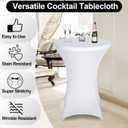 FestiCorp Spandex Table Cover, Cocktail Fitted Tablecloths, Round Highboy Stretch Table Covers Cloths for Party, DJ, Bar, Wedding, Birthday, Banquet, White, 30"-32" Diameter x 40"-43" Height