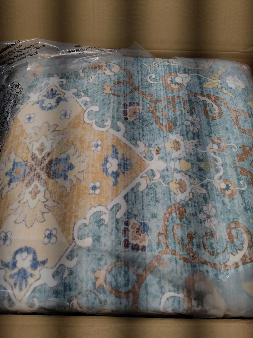 Vanmoos 8x10 Area Rugs for Living Room, Bedroom - Machine Washable, Non-Slip Bedside Rug, Large Soft Floor Carpet for Office, Dining Room, Farmhouse and Home Decor, Charm/Turquoise