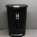 simplehuman 50 Liter / 13 Gallon Semi-Round Kitchen Step Trash Can with Secure Slide Lock, Black Plastic