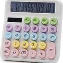 OFFIDIX Calculator 12 Digit Large LCD Display,Basic Desktop Big Button Dual Power Solar Calculator for Office,School,Home,White