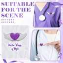 24 Sets Purple Ribbon Pins with Card Domestic Violence Awareness Lapel Angel Pins Alzheimers Pancreatic Lupus Disease Cancer Awareness Items for Charity Fundraiser Support Supplies