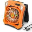 Camping Fan Battery Powered & Solar Powered, Portable Solar Fan 10000mAh Rechargeable Outdoor Fans with Light, Quiet Cordless Fans for Tent, RV, Emergency, Hiking, Power Outage, Desk, Survival Kit