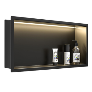Stainless Steel Shower Niche 18" X 12" Matte Black with Led Light Waterproof No Tile Need Shower Niche for Bathroom Storage Recessed Wall Niches Stainless Steel Shower Niche 18" X 12" Matte Black with Led Light Waterproof No Tile Need Shower Niche for Bathroom Storage Recessed Wall Niches