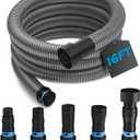 Hon&Guan 16 Ft Shop Vac Hose Kit with Quick-Connect Adapters, Flexible 1-1/4 Vacuum Hose Compatible with Home & Shop Vac, Expanded Multi-Brand Power Tool Adapter Set (1-1/4 to 2-1/4)