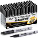 Permanent Markers Bulk, Fine Tip, 75 Pack Black Permanent Markers, Quick Drying, Water- & Fade-Resistant, Used on Wood Plastic Paper Metal