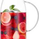 80 Ounces Glass Pitcher with Lid, Hot/Cold Water Jug, Juice and Iced Tea Beverage Carafe