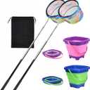 2PCS Fishing Net with Bucket, Telescopic Fishing Landing Net, Collapsible Youth Sand Bucket, Youth Fish Butterfly Catching for Freshwater Saltwater Outdoor Activities