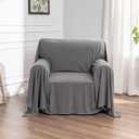 MEETSKY Chair Cover Cat Scratch Proof Recliner Chair Covers, Oversized Armchair Sofa Covers Washable Sofa Slipcover for Single Couch, Soft Small Couch Slipcover for Pets Dogs, 71" x 91", Grey