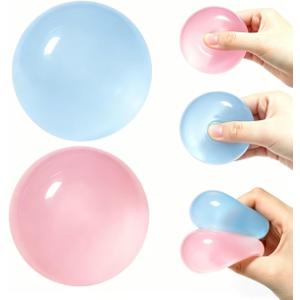 2 Pack Coconut Oil Soft,2026 New Coconut Oil Stress Ball, Handmade Malleable Clear Jelly Bubblegum Texture Coconut Oil Soft (Blue+Pink)