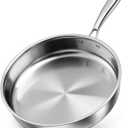 P&P CHEF 12 Inch Stainless Steel Frying Pan, 3-Ply Stainless Steel Pan Skillet, Induction Stir-fry Pan, Oven & All Stoves Safe, Heavy Duty & Even Heat, Dishwasher Safe, Silver, (1 Piece)