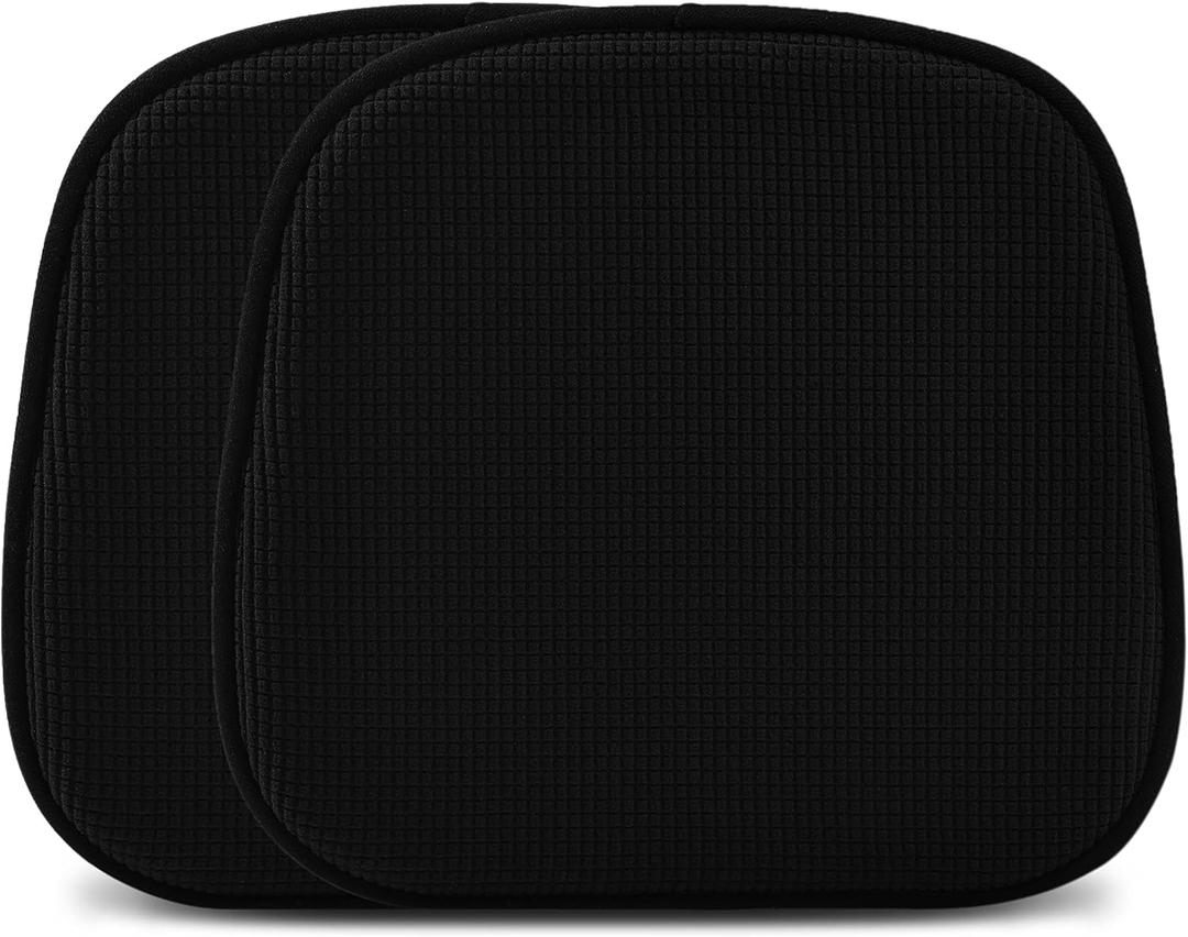 Shinnwa Dining Chair Cushions 2 Pack, Non Slip Indoor Chair Pads, U-Shaped Kitchen Seat Cushions, Set of 2, 15 x 16 Inches, Black, 4 Count