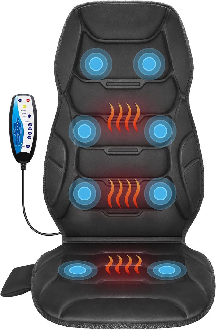 COMFIER Back Massager with Heat, 8 Vibration Nodes, Office Massage Cushion
Heated Chair Massager for Back Pain, 2 Heat Levels, 3 Timer Settings, for Home Office Chair, Gift for Mum Dad