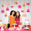 Pink Orange Birthday Hanging Swirls 24 PCS Cake Balloon Patterns