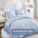 Intelligent Design Bow Embroidered Ruffle Blue Queen Quilt Set, 3pc | Bedding Full Size, Girls Bedroom, Cottagecore, Reversible, Down Alternative, Ultra Soft, All-Season, Lightweight