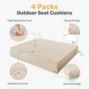 UNIKOME Outdoor Chair Cushions Pack of 4, Water Resistant Patio Cushions with Ties, High Density Sponge Filling Square Corner Seat Cushions for Outdoor Furniture, 18.5"*16"*3", Beige
