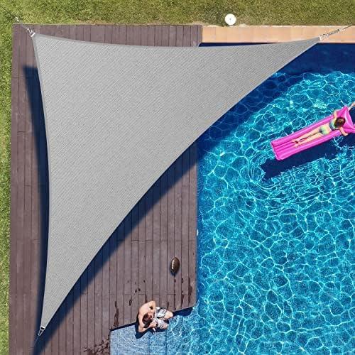 ColourTree 16' x 16' x 22.6' Grey Right Triangle CTAPRT16 Sun Shade Sail Canopy Mesh Fabric UV Block UPF50 - Commercial Heavy Duty - 190 GSM -
