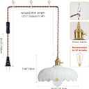 XZHGCEE Plug in Pendant Light: Milk Glass Hanging Light Plug in Hanging Lamp, White Pendant Lighting for Kitchen Island, Bedroom, Dining Room, Living Room, E26 No Bulb