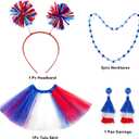 Hicarer 6 Pcs 4th of July Tutu Set Women Red White and Blue Accessories 250th Tutu Patriotic Costume Independence Day Favors