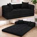 MAXYOYO Convertible Sofa Bed, Boneless Futon Couch Floor Sofa, Black, Loveseat