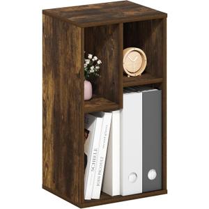 Furinno DALY Book Shelf, 3-Cube Bookshelf, Cube Storage Organizer Bookcase with Irregular Compartments, 9.4 x 11.7 x 21.3, for Living Room, Bedroom, Home Office, Amber Pine