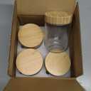 DRKIO 16 Oz Overnight Oats Containers with Bamboo Lids - 4 Pack Glass Storage Jars with Airtight Lids Wide Mouth Mason Food Jars Great for Meal Prep Salad Chia Pudding Snacks Yogurt Sugar Spice Cereal