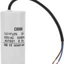 CBB60 Run Capacitor, Wire 250VAC 120uF 50/60Hz Capacitor for Motor Air Compressor