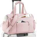 TOPEAST Weekender Bag for Women, Lightweight Puffer Travel Duffle Carry On Bag with Wet Pocket & 40oz Tumbler Pocket, Airline Approved Personal Item Overnight Bag, Pink