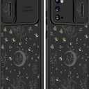 Goocrux for Samsung Galaxy S20 Case for Women Girls Cute Moon Stars Girly Phone Cover Fashion Black Space Heart Unique Design with Slide Camera Cover Aesthetic Cases for Galaxy S20 5G 6.2 inch