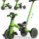 Bautia Kids Tricycle for Toddlers 1-3 with Push Handle, 5 in 1 Baby Balance Bike for 1-4 Years Old Boys Girls Gift with Removable Pedals (No Parent Steering Version)