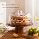 HBlife Cake Stand with Glass Lid (11.4"), Multifunctional Cake Stand with Dome, Acacia Wood 6-in-1 Cake Plate Display Stand with Cover for Baking Gifts, Birthday Kitchen Parties, Weddings