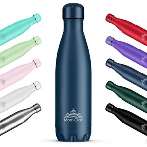Mont-Clair l'O Stainless Steel Water Bottle, Vacuum insulated - BPA Free, 12h Hot & 24h Cold Drinks Bottle, Metal, 17 oz Leakproof, Ideal for Adult, Kids, Running - Dark Blue