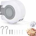 Retractable Clothesline Outdoor - 2x49 Feet Heavy Duty Dual Clotheslines for Outside Laundry Drying, Wall-Mounted & Portable Installation (White)