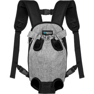 PetAmi Dog Carrier Backpack, Adjustable Pet Cat Front Carrier Backpack, Ventilated Dog Chest Carrier for Hiking Camping Travel, Sling Bag for Small Medium Dog Cat Puppies, Medium, 9-13 lbs, Grey