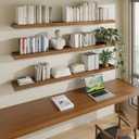 ROGMARS 60Inches Long Walnut Floating Shelves,Rustic Solid Wood Farmhouse Wall Shelves with Invisible Brackets for Bathroom, Living Room, Bedroom, Kitchen Set of 3, 60 inch 3 tier