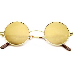 zeroUV Lennon Style Round Circle Metal Sunglasses with Color Mirror Lens