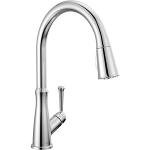 Delta Faucet Westville Pull Down Kitchen Faucet Chrome, Chrome Kitchen Faucets with Pull Down Sprayer, Kitchen Sink Faucet, Faucet for Kitchen Sink with Magnetic Docking Spray Head, Chrome 9110-DST